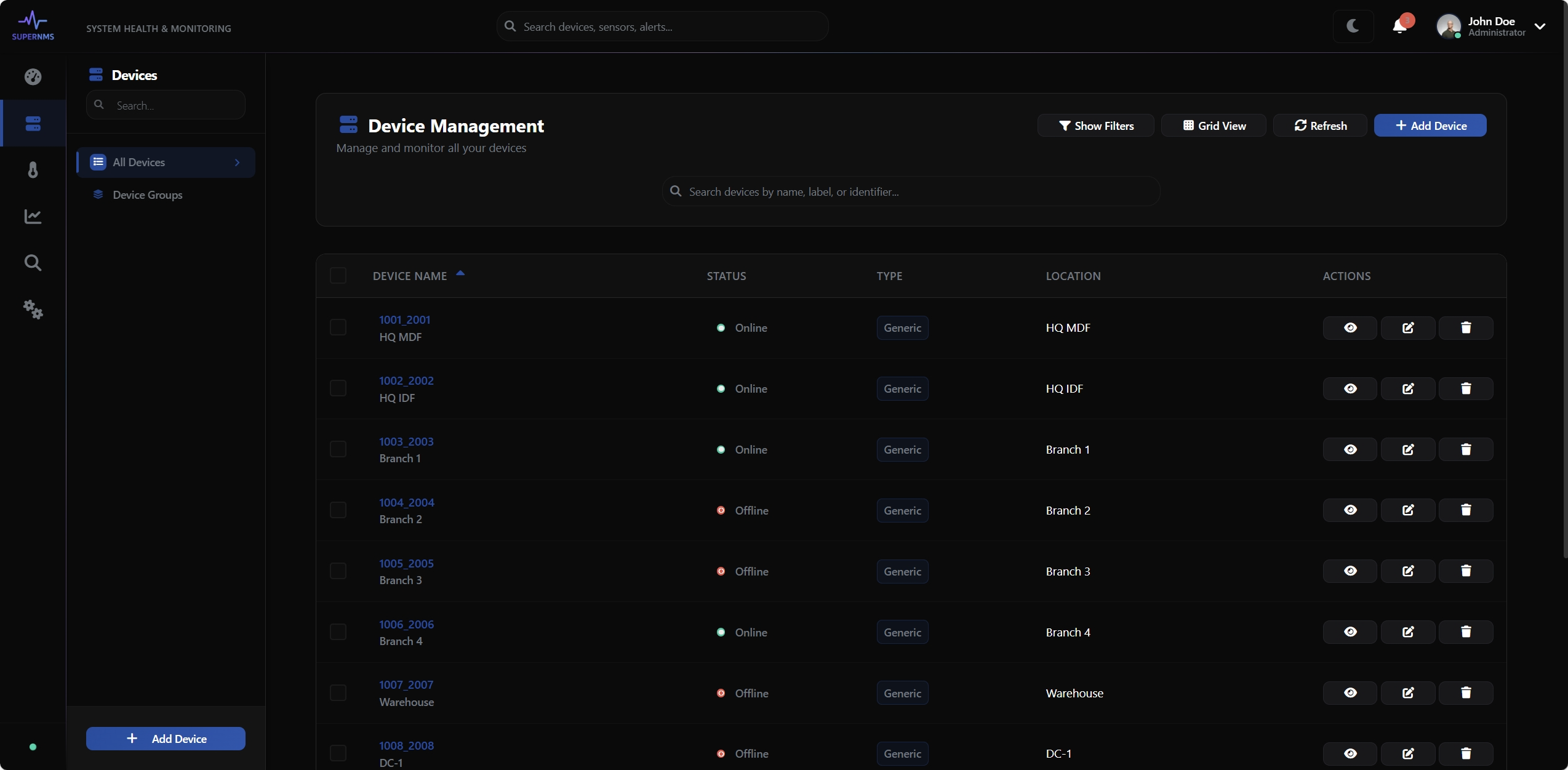 Device Management Dashboard